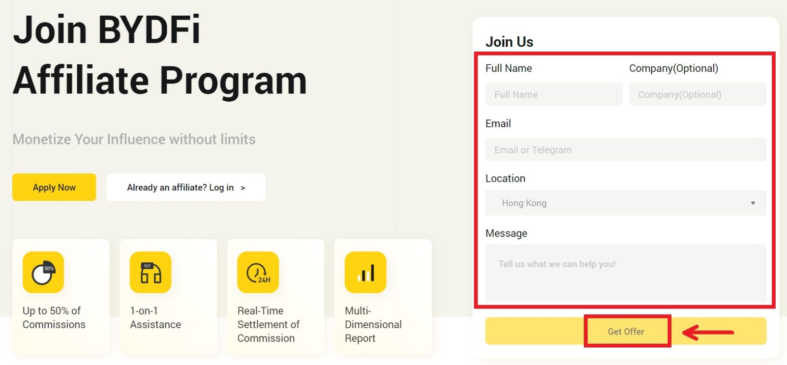 How to join Affiliate Program and become a Partner on BYDFi