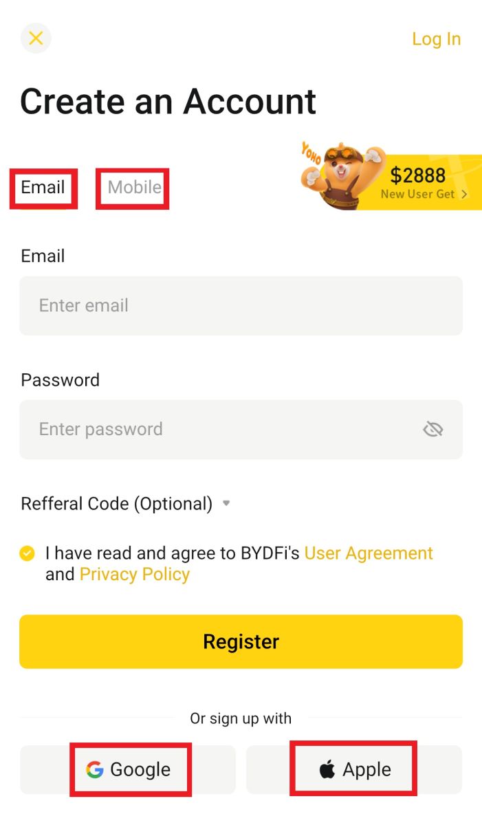 How to Register Account on BYDFi
