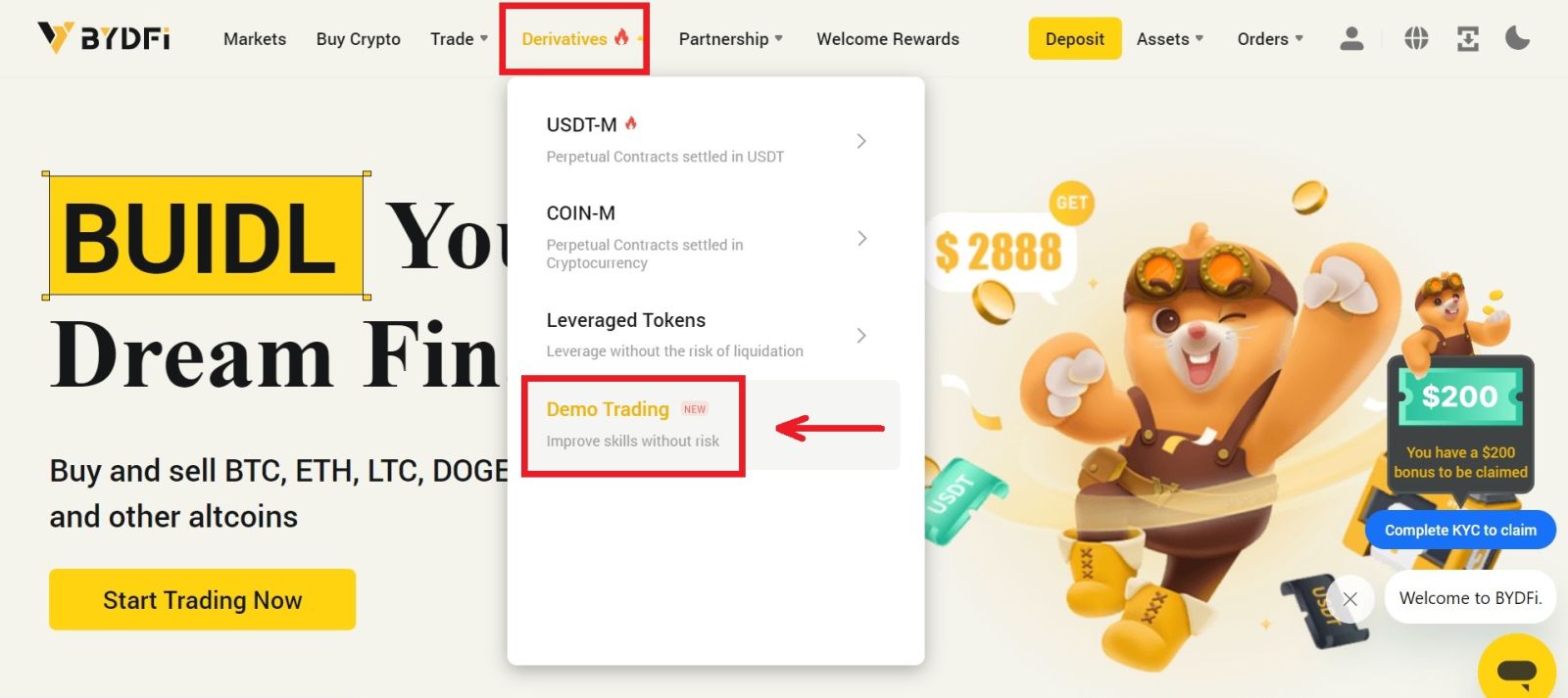 How to Register and start Trading with a Demo Account in BYDFi