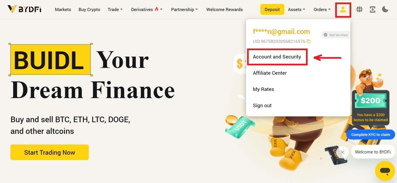 How to Register and Verify Account on BYDFi