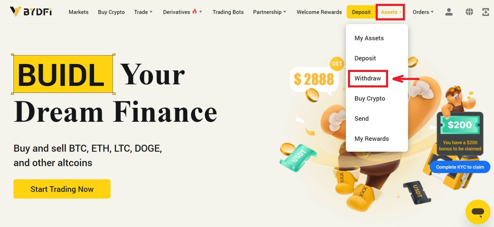 How to Withdraw and make a Deposit on BYDFi